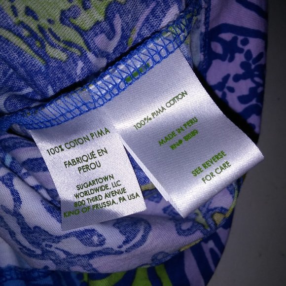 Lilly Pulitzer Shirt Dress XS Blue Green Cats V Neck Pit to Pit 17" Length 34" P - Picture 12 of 12